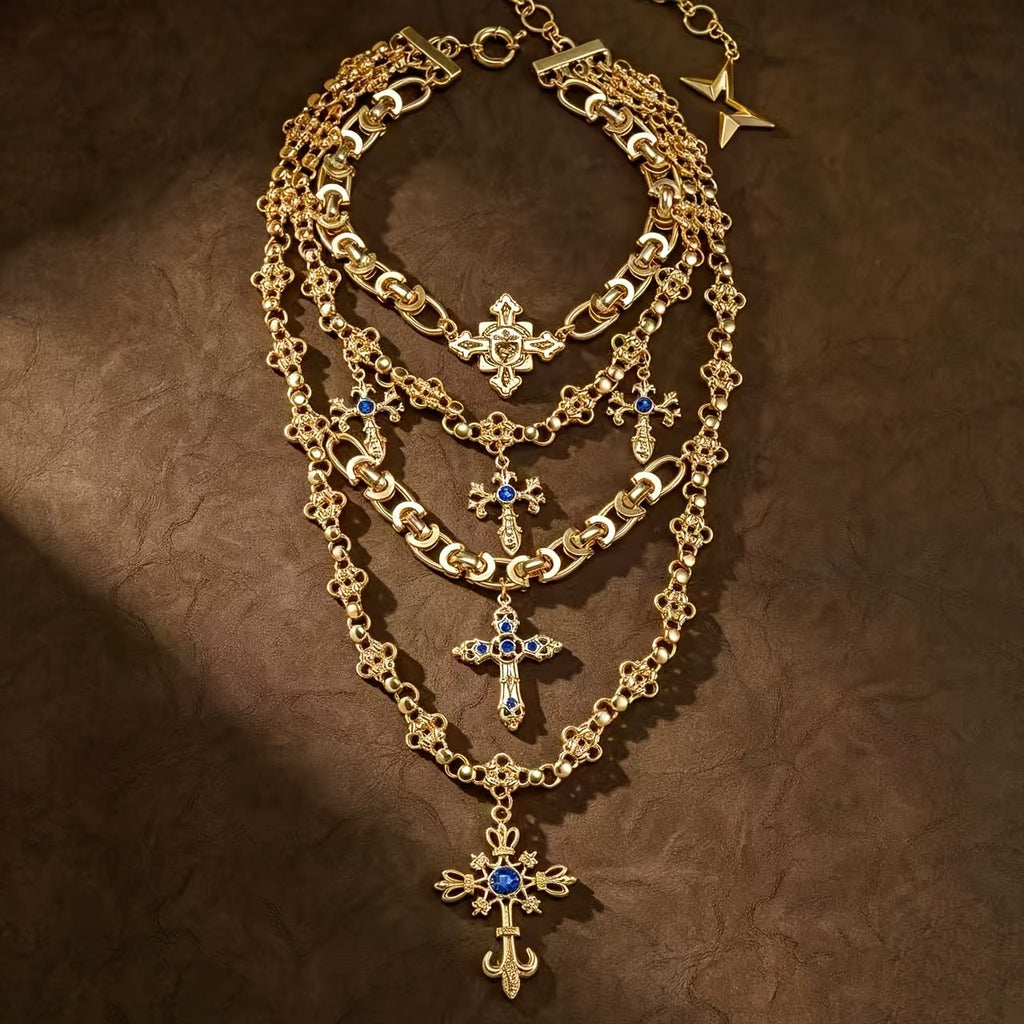 18k Vintage Cross Necklace Set