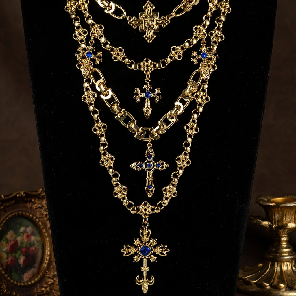 18k Vintage Cross Necklace Set