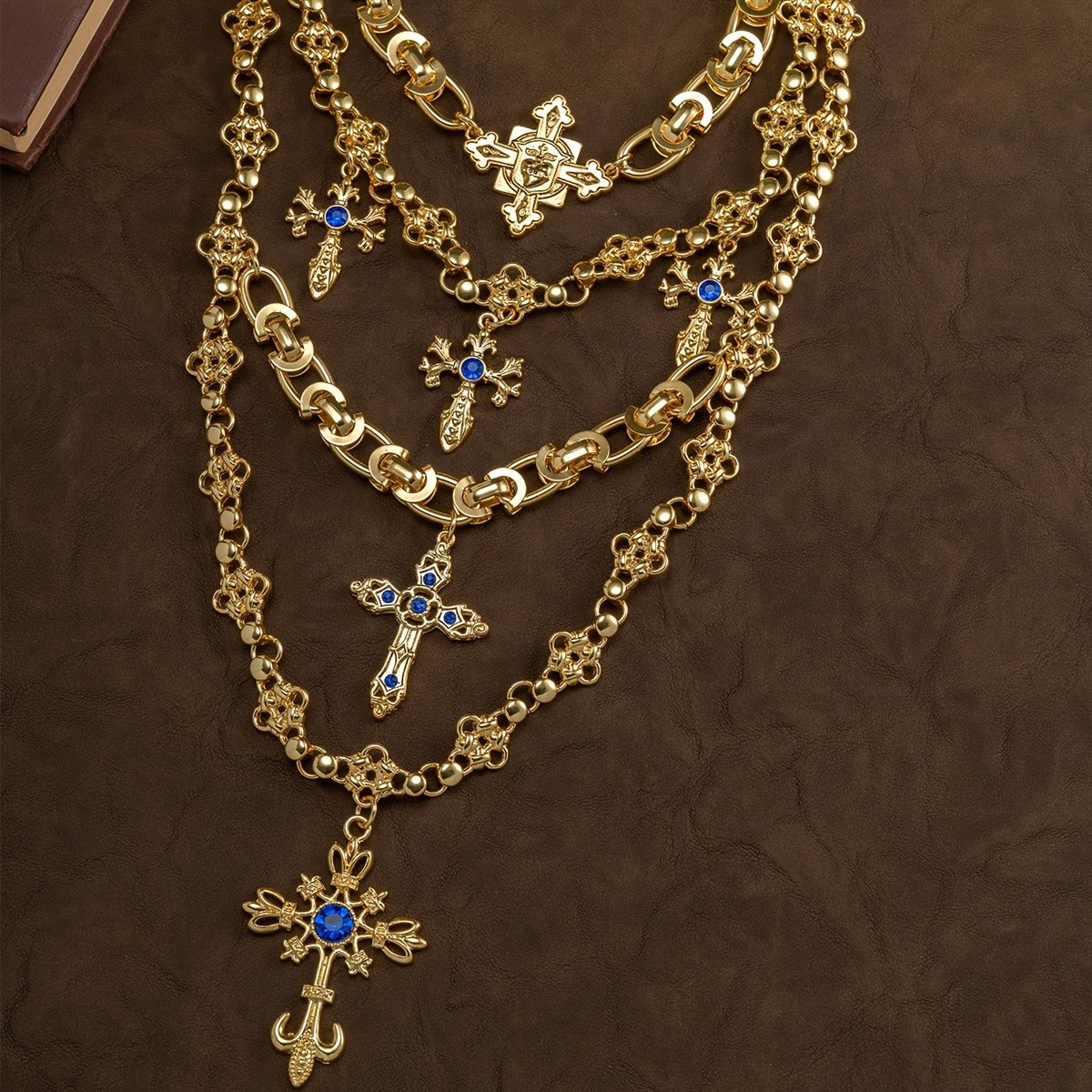 18k Vintage Cross Necklace Set