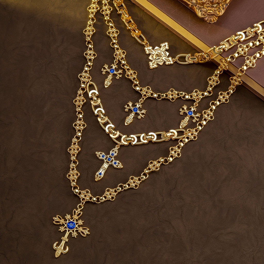 18k Vintage Cross Necklace Set