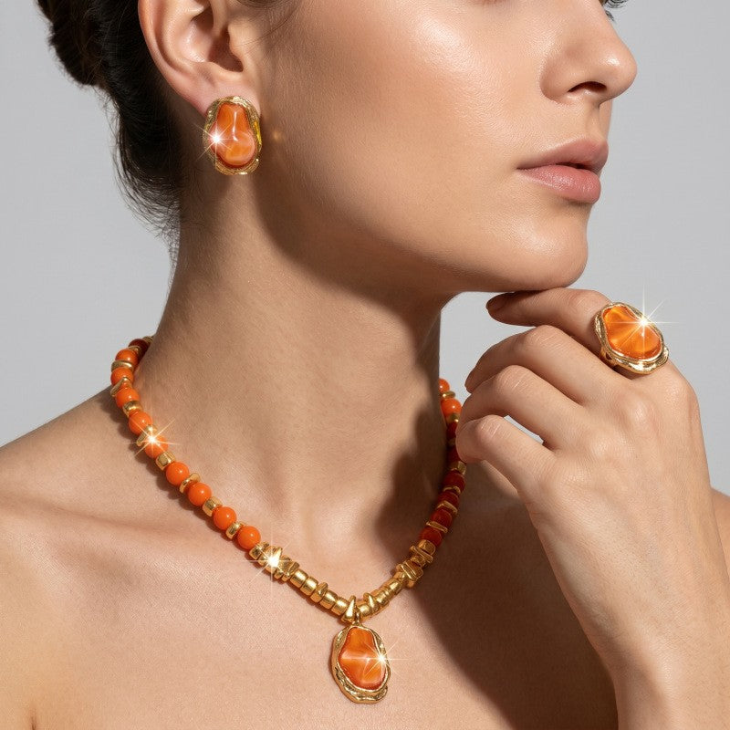 Amber Bead Jewelry Set