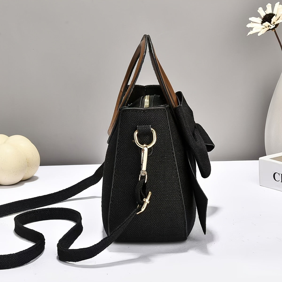 Elegant Linen Bow Tote