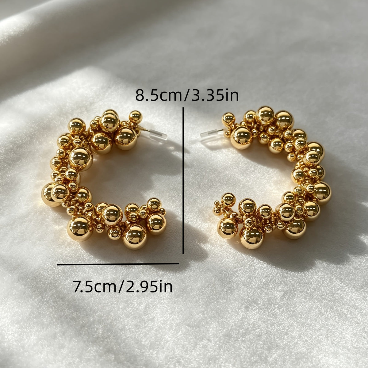 18k Elegant Bead Hoop Earrings