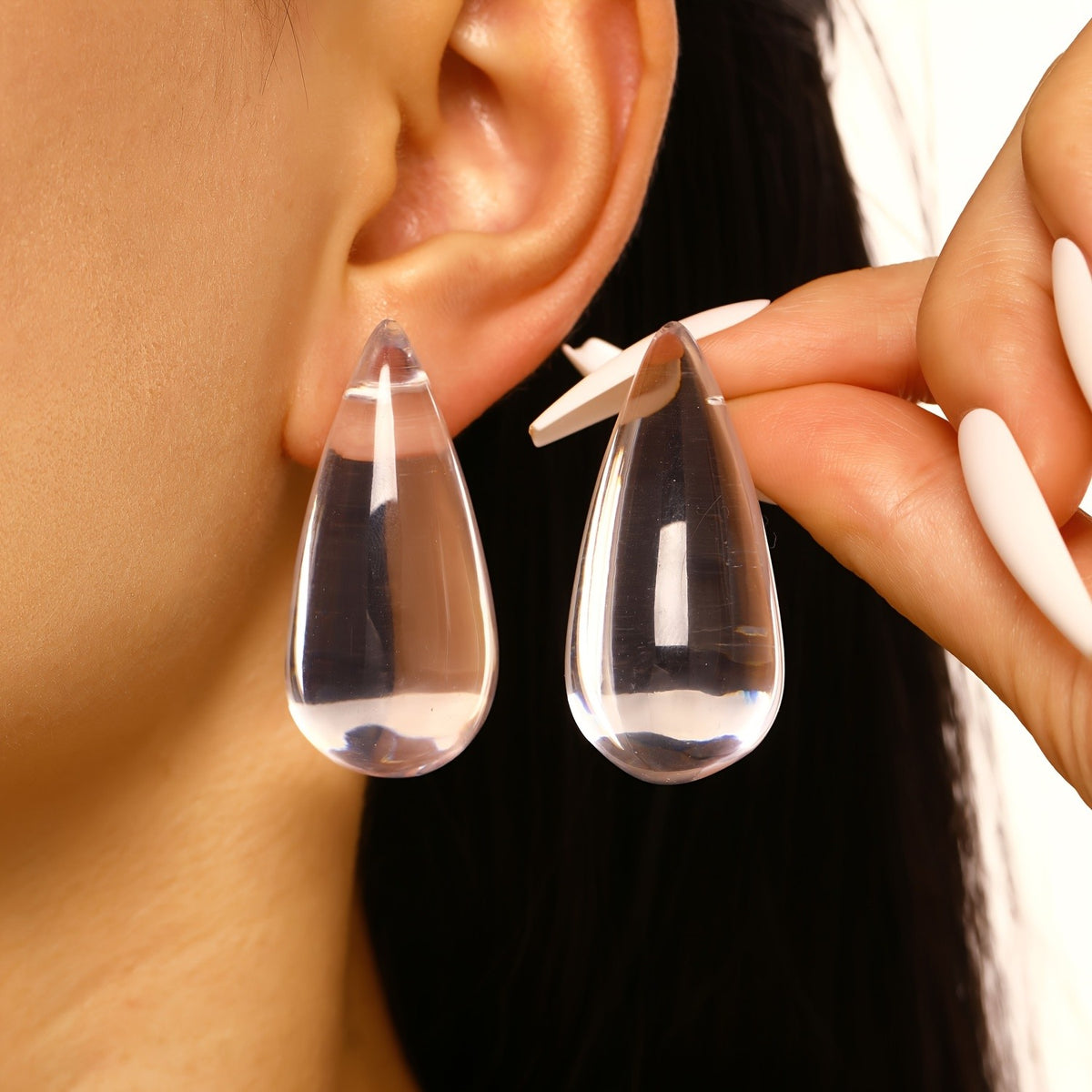 Transparent Teardrop Resin Earrings