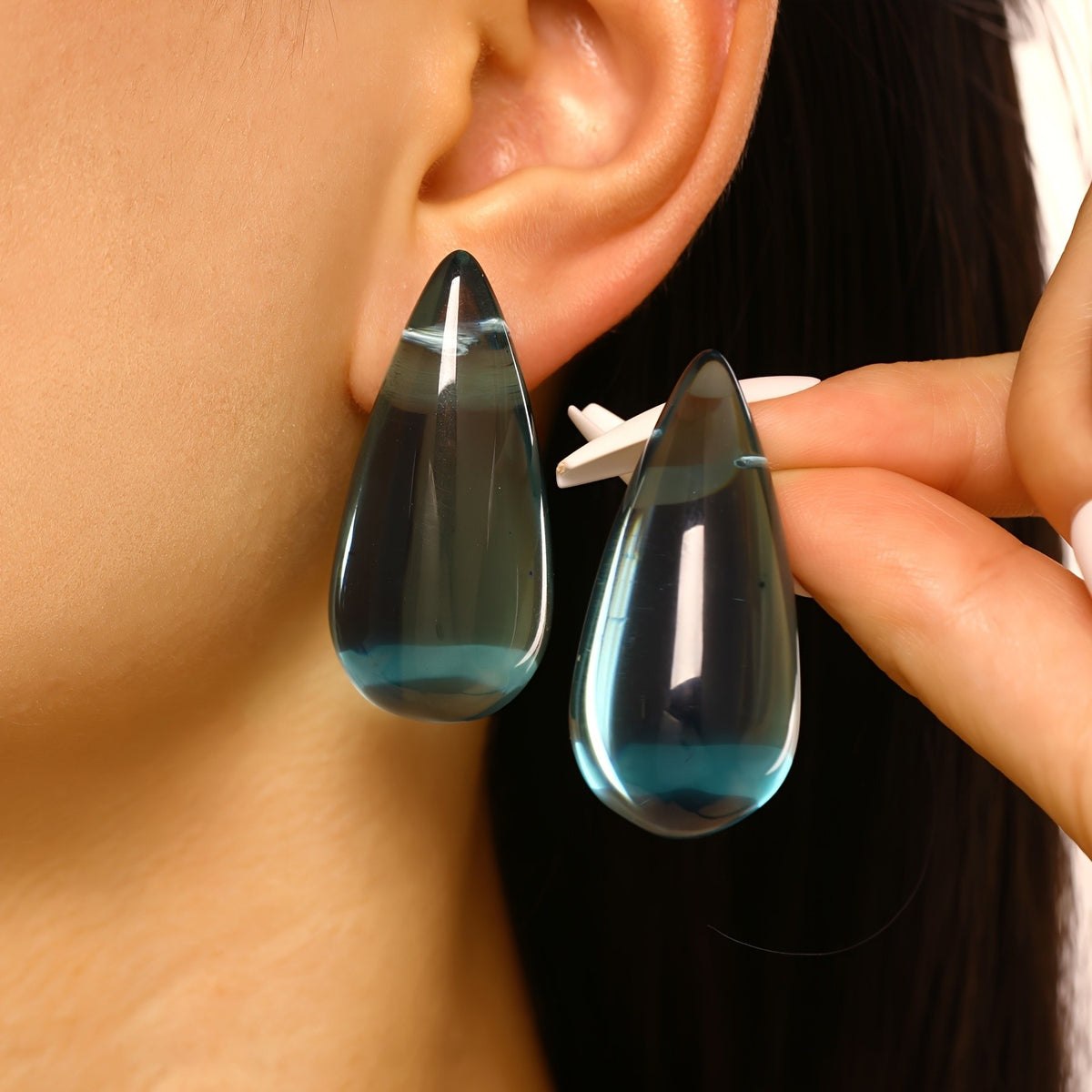 Transparent Teardrop Resin Earrings
