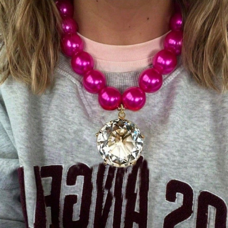 Elegant Fuchsia Bead Necklace