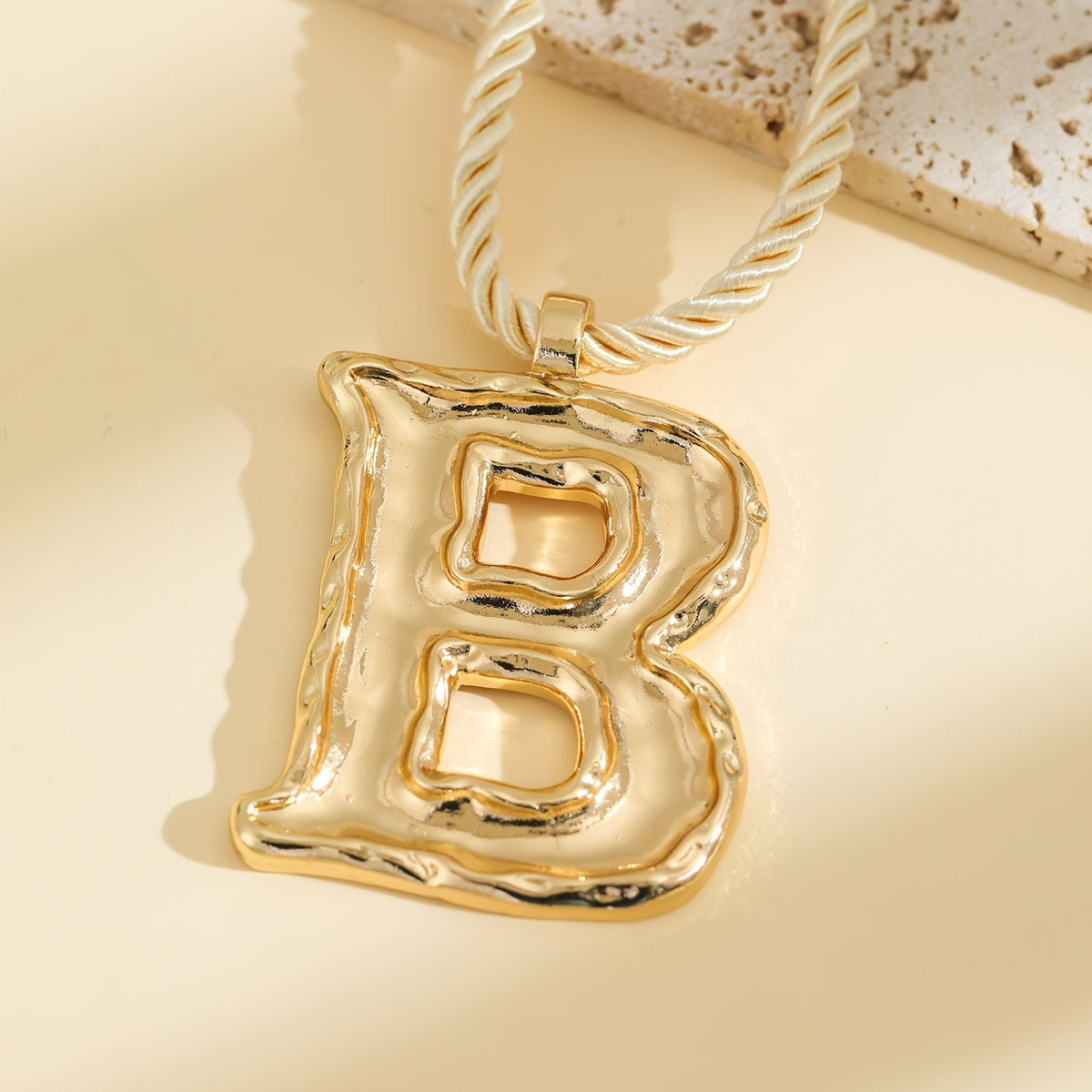 18k Vintage Letter Rope Necklace