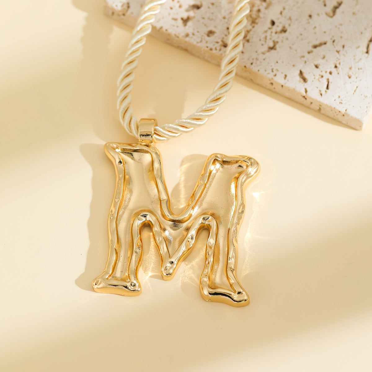 18k Vintage Letter Rope Necklace