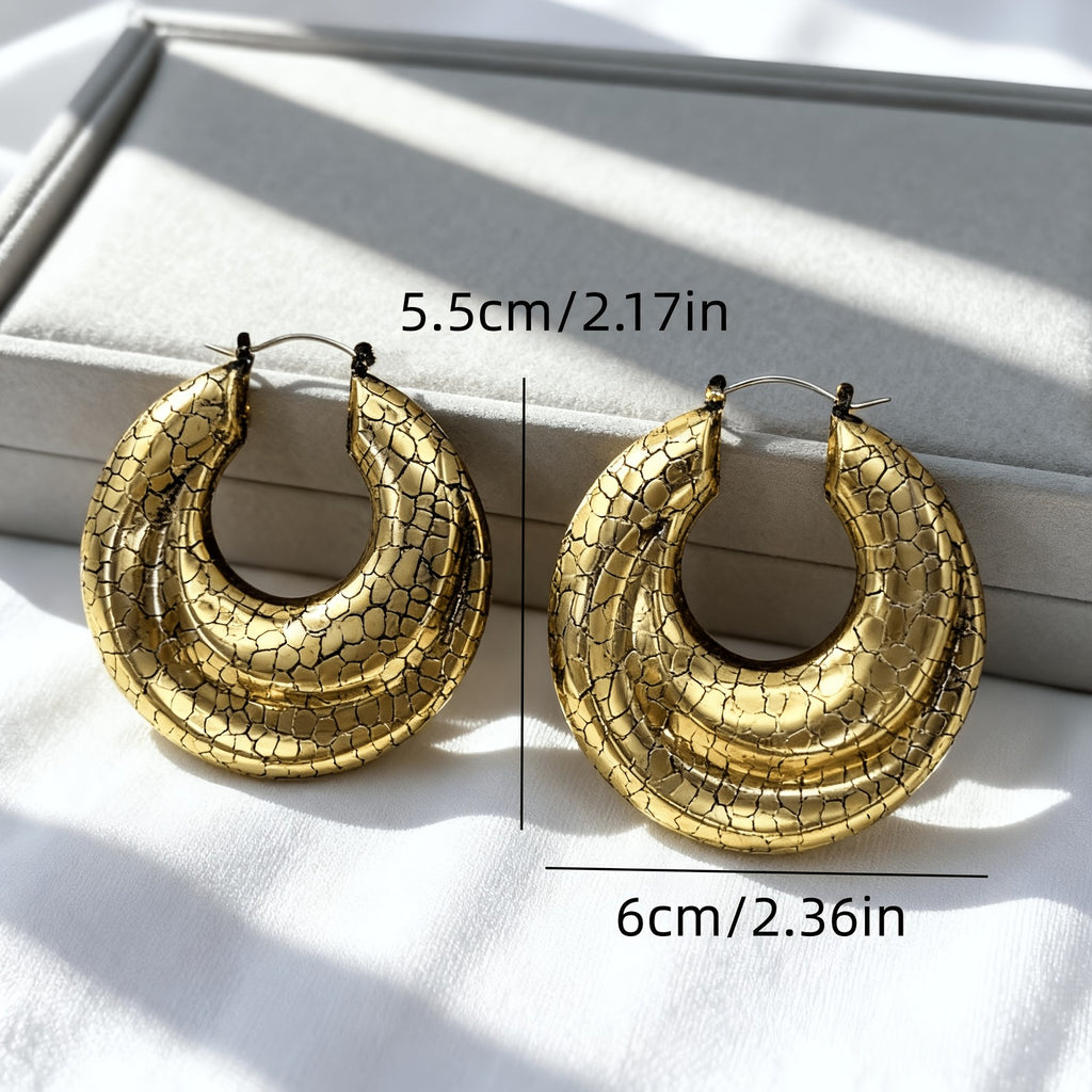 18k Vintage Textured Hoop Earrings
