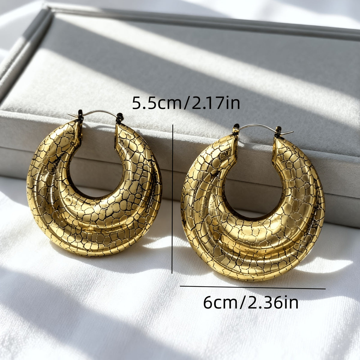18k Vintage Textured Hoop Earrings