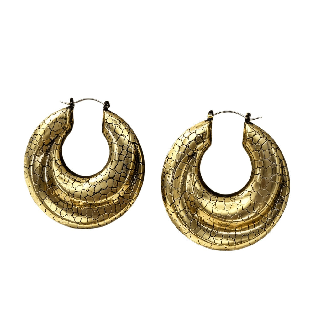18k Vintage Textured Hoop Earrings