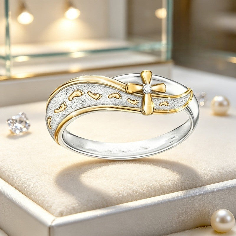 18k Elegant Cross Footprint Ring