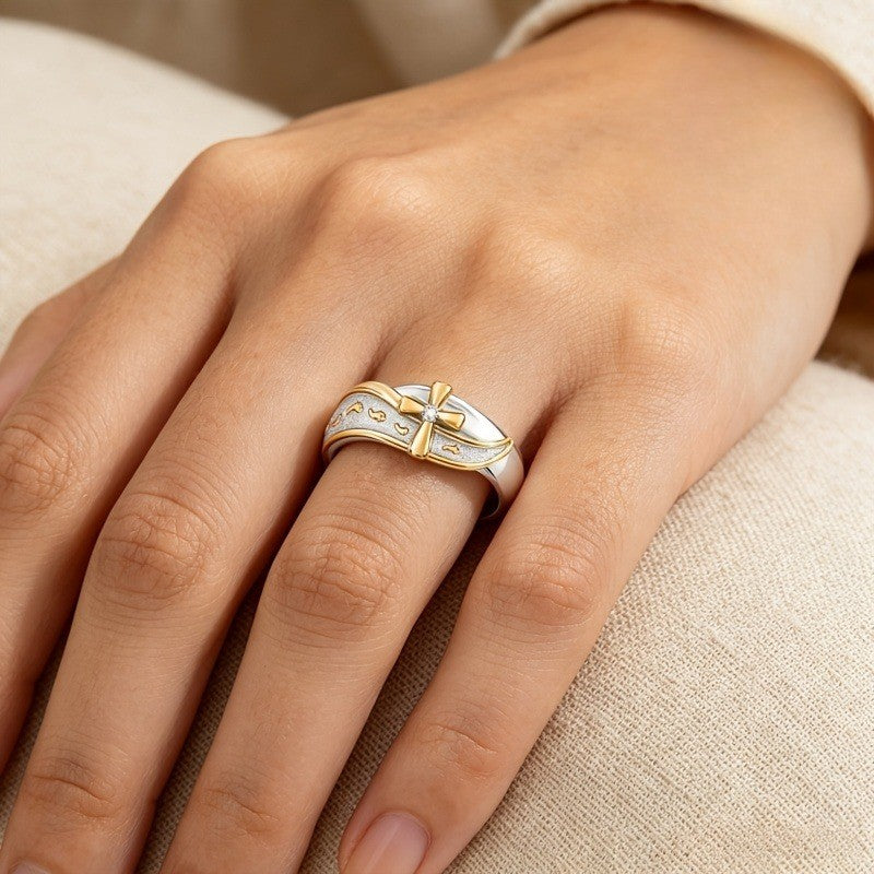 18k Elegant Cross Footprint Ring
