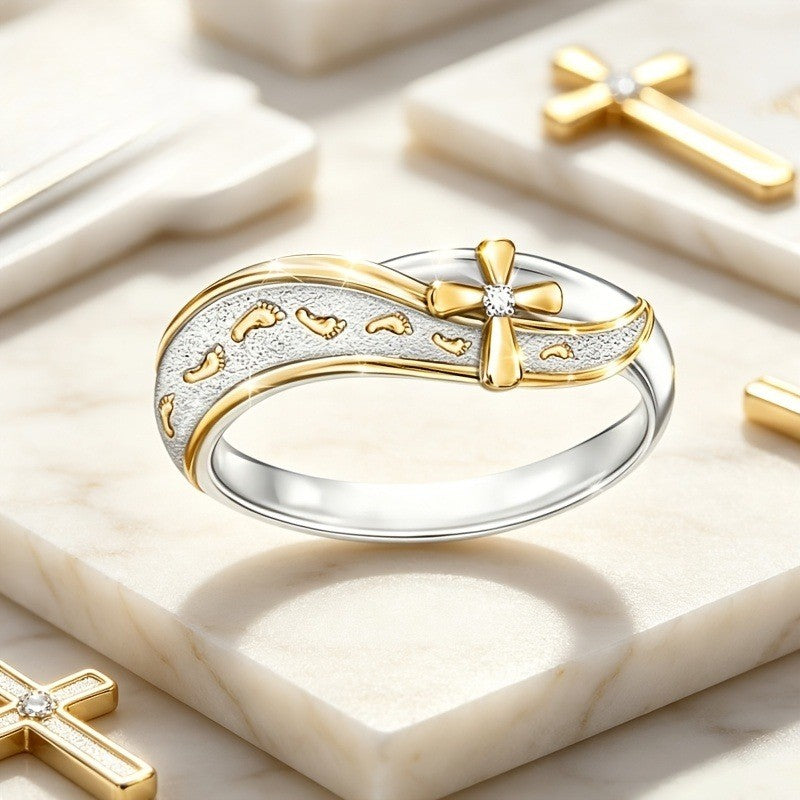 18k Elegant Cross Footprint Ring