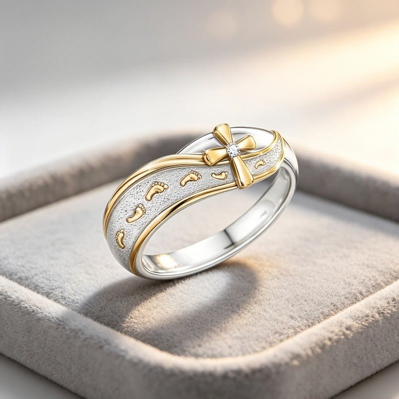 18k Elegant Cross Footprint Ring