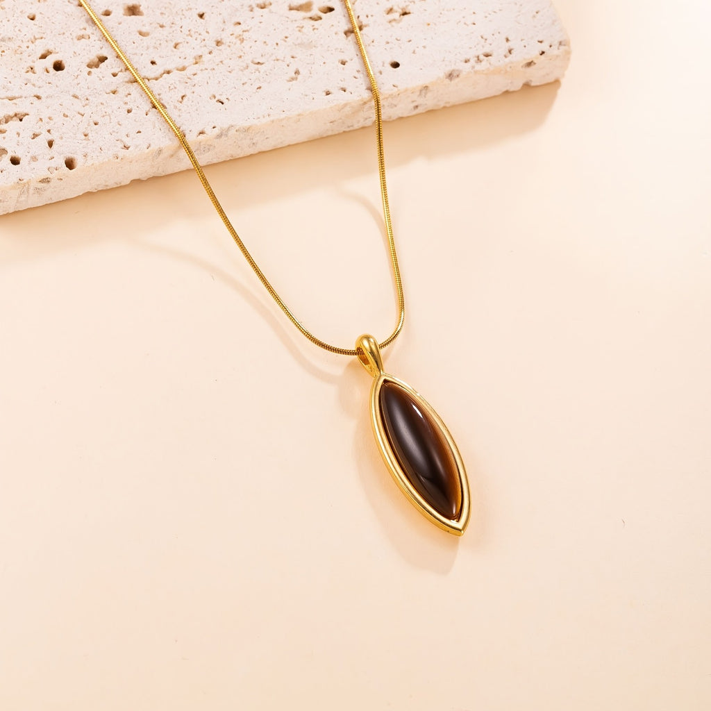 18k Vintage Marquise Tiger's Eye Necklace