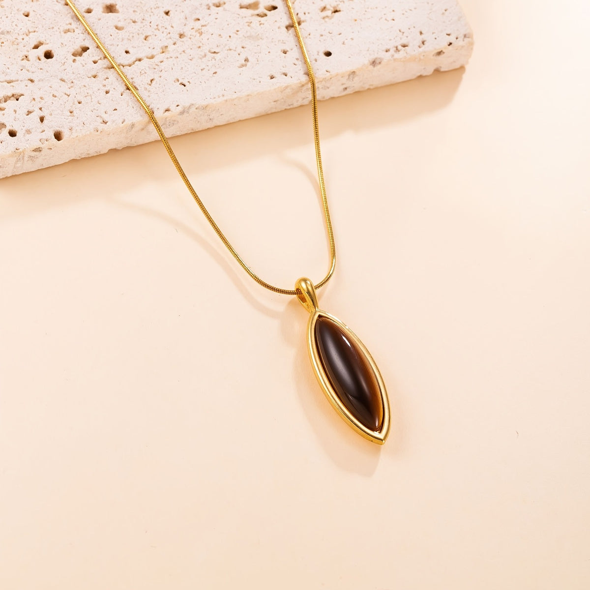 18k Vintage Marquise Tiger's Eye Necklace