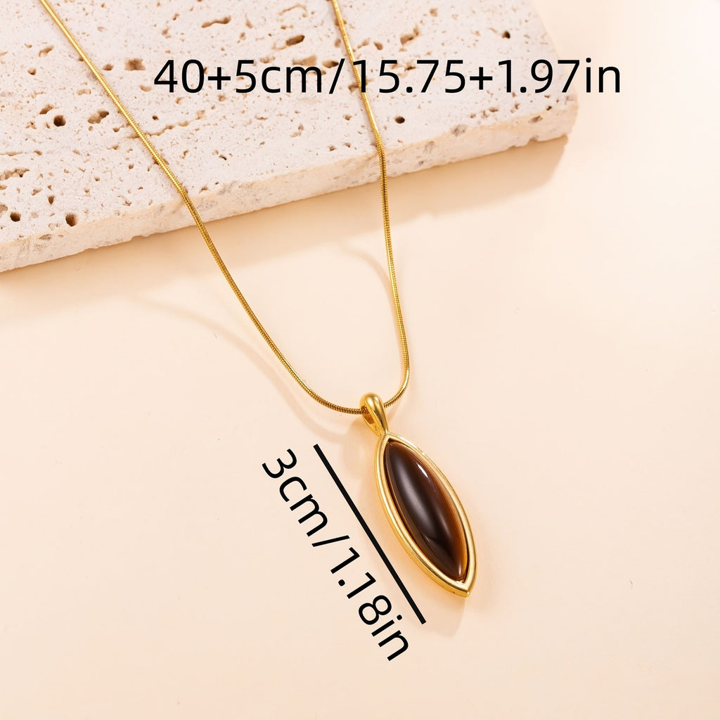 18k Vintage Marquise Tiger's Eye Necklace