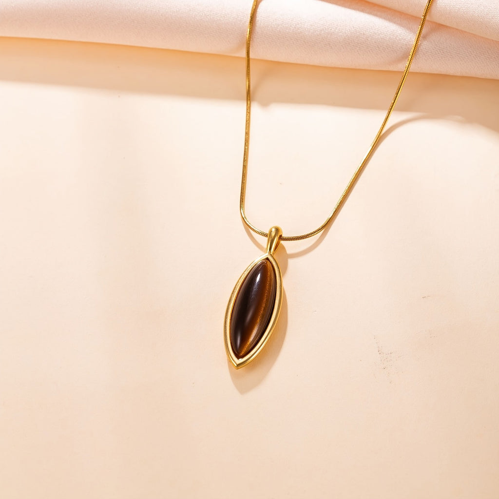 18k Vintage Marquise Tiger's Eye Necklace