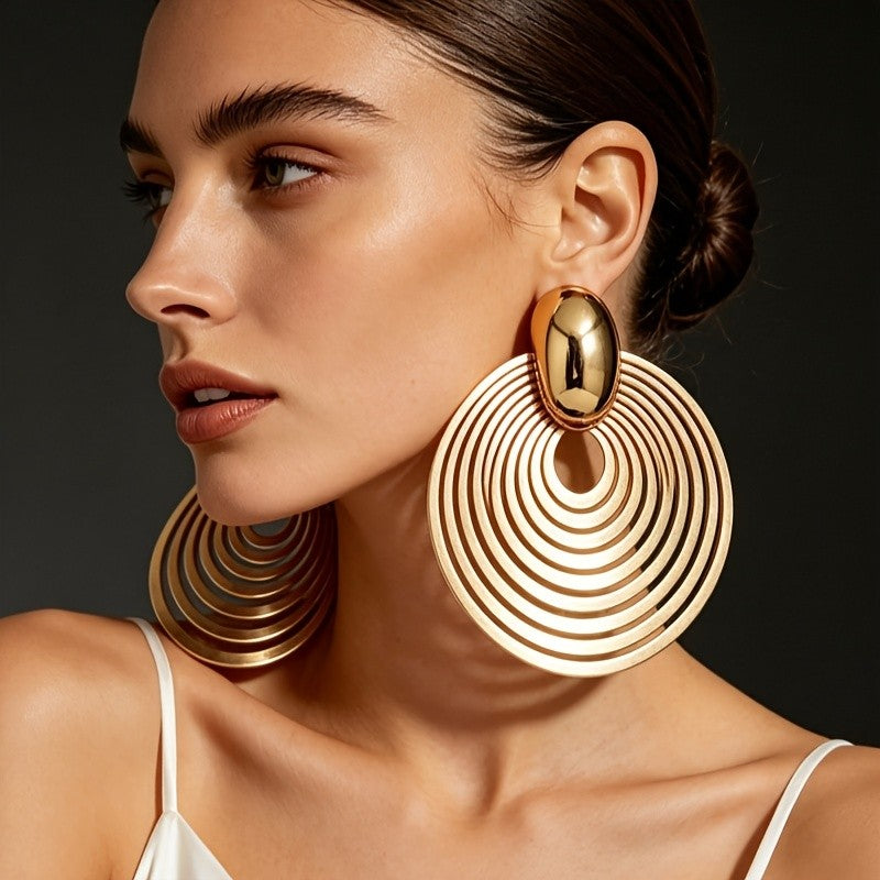 18k Vintage Concentric Circle Earrings
