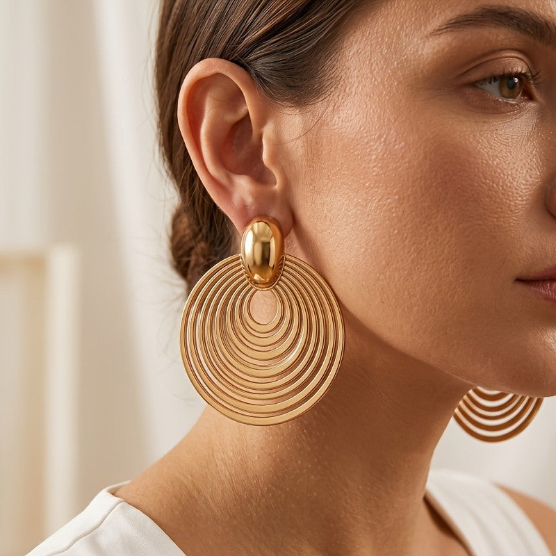 18k Vintage Concentric Circle Earrings