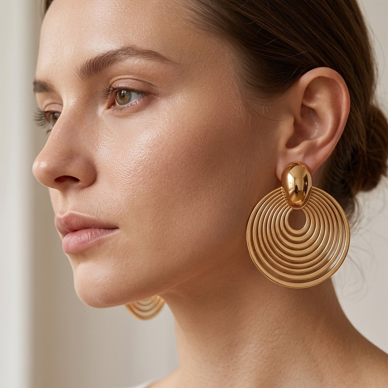 18k Vintage Concentric Circle Earrings