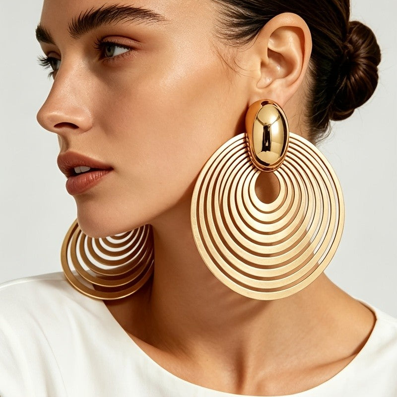 18k Vintage Concentric Circle Earrings