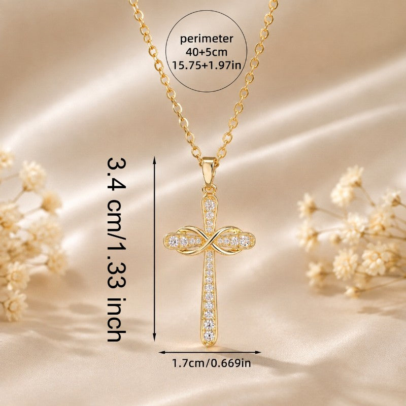 18k Elegant Infinity Cross Necklace