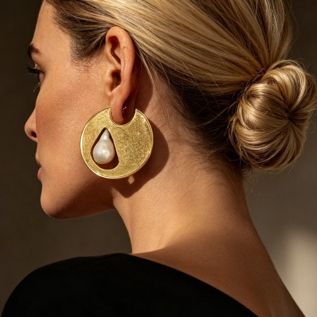 Vintage Geometric Pearl Earrings
