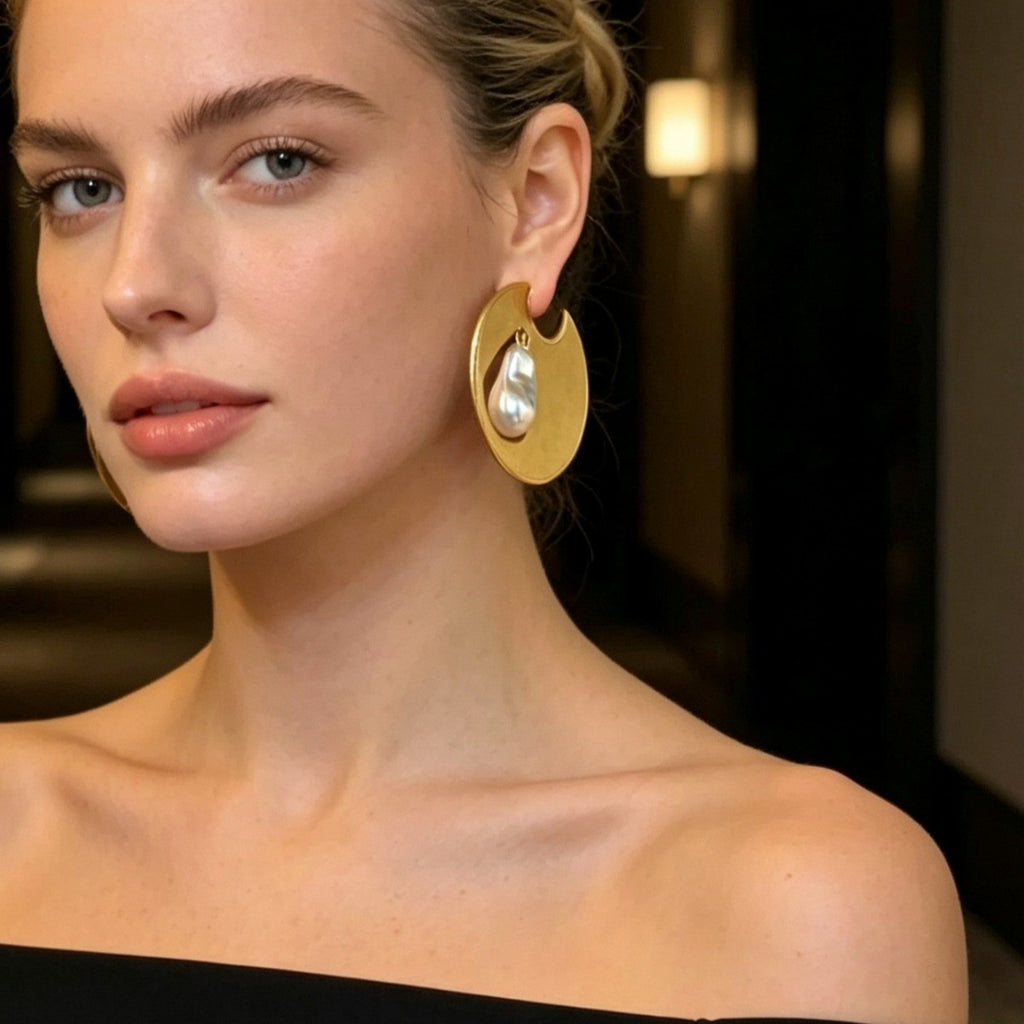 Vintage Geometric Pearl Earrings