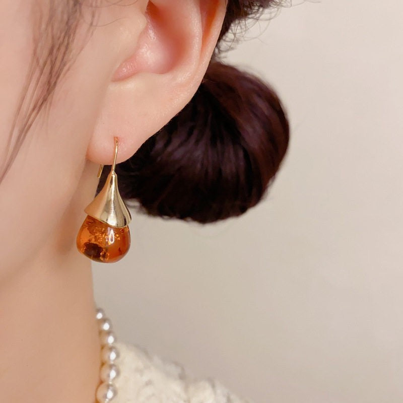 18k Elegant Resin Drop Earrings