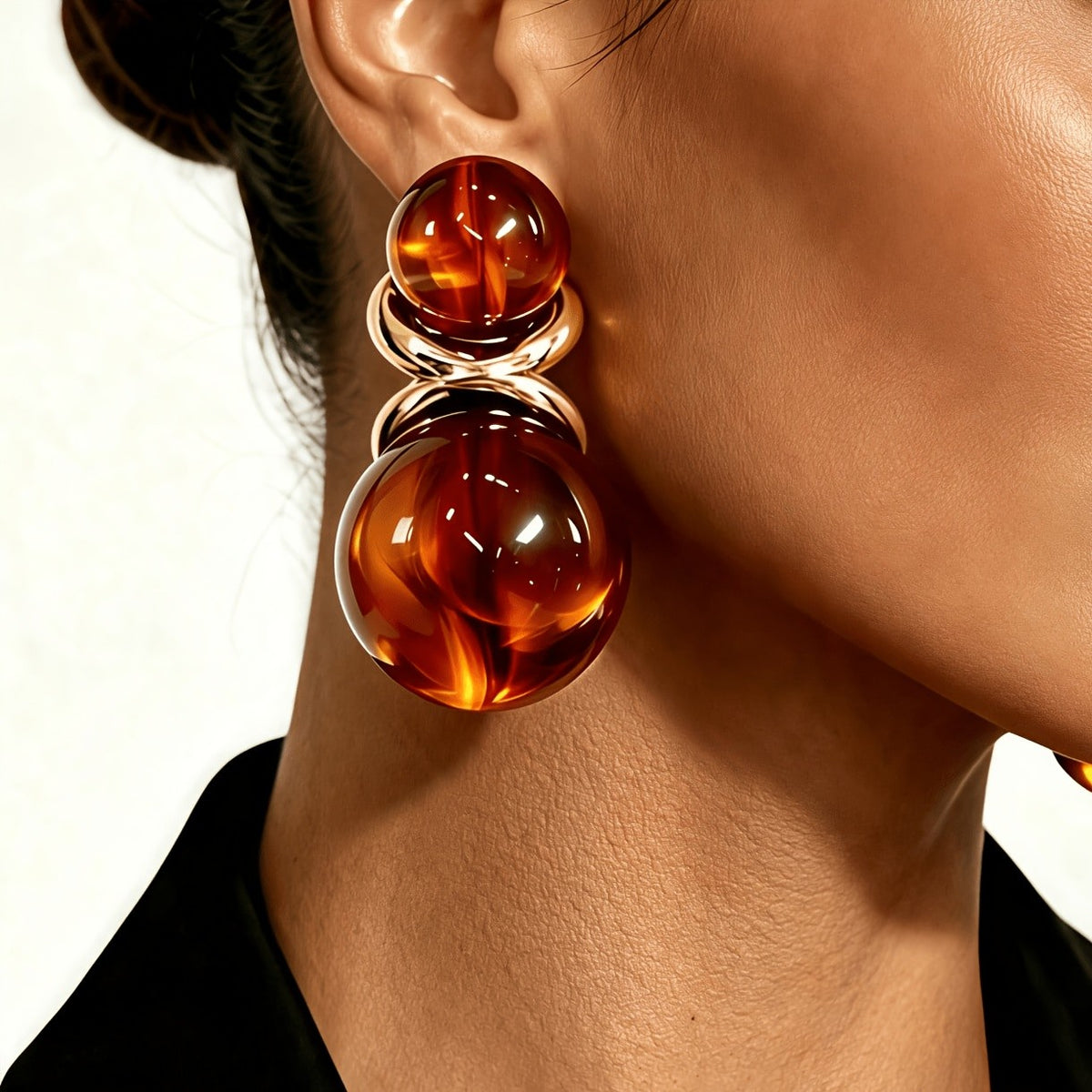 18k Elegant Amber Drop Earrings
