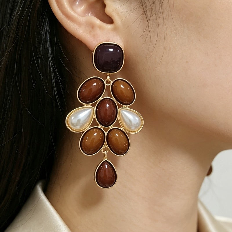 Vintage Boho Grape Drop Earrings