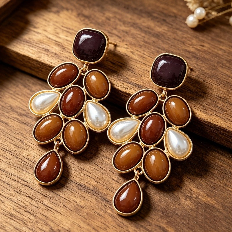 Vintage Boho Grape Drop Earrings