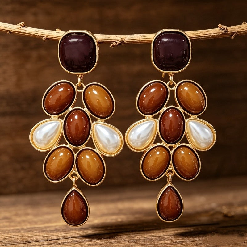 Vintage Boho Grape Drop Earrings
