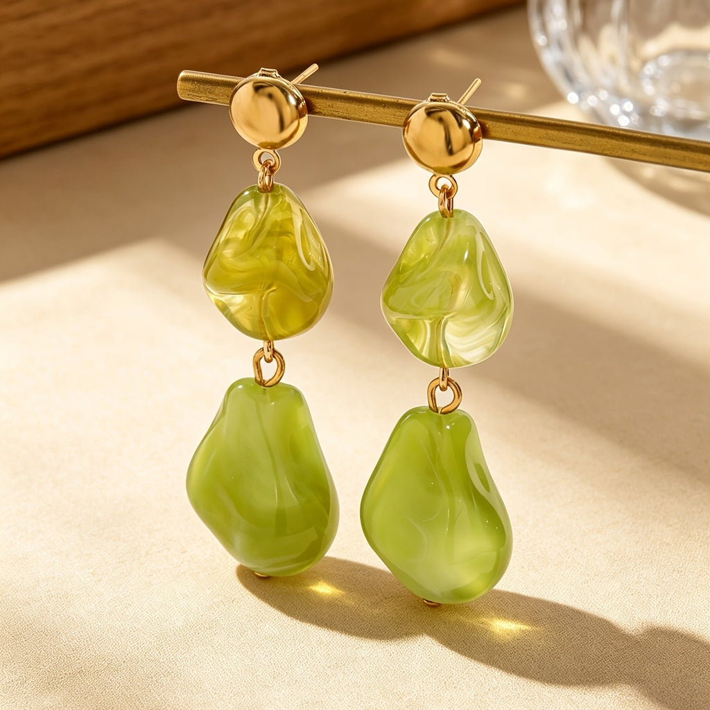 Vintage Amber Resin Drop Earrings