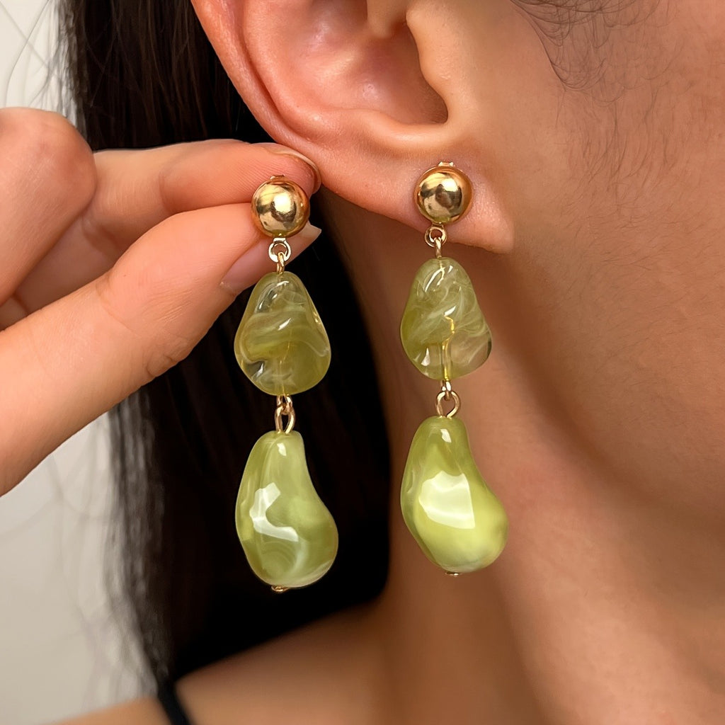 Vintage Amber Resin Drop Earrings