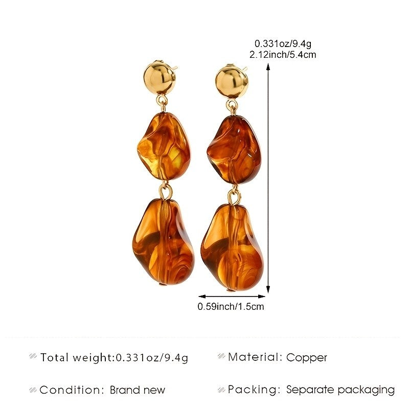 Vintage Amber Resin Drop Earrings