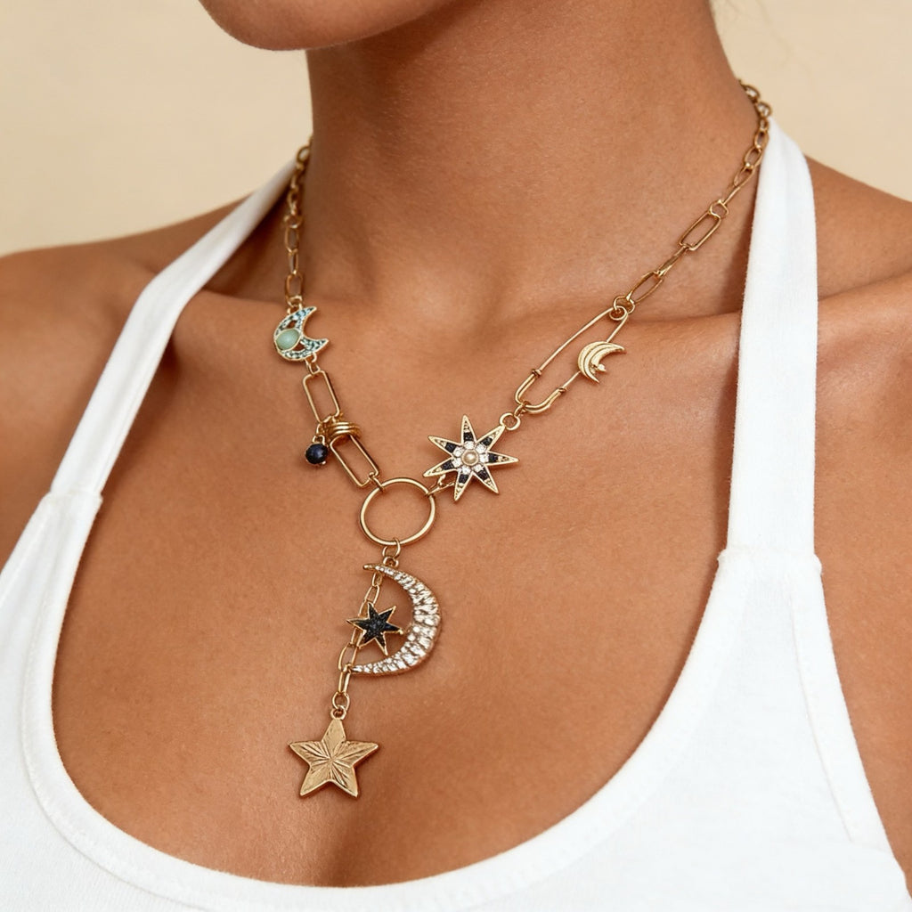 18k Star Moon Necklace