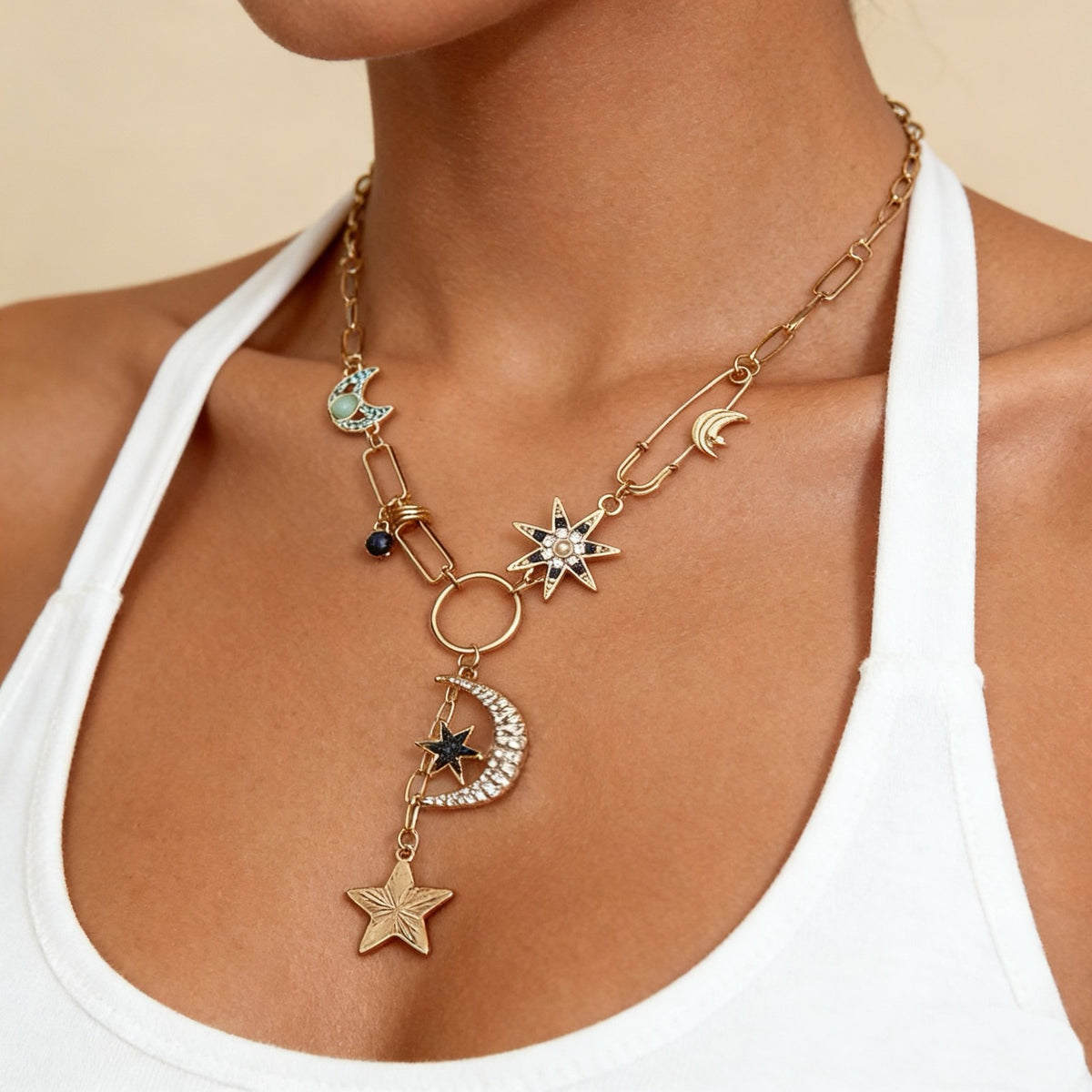 18k Star Moon Necklace