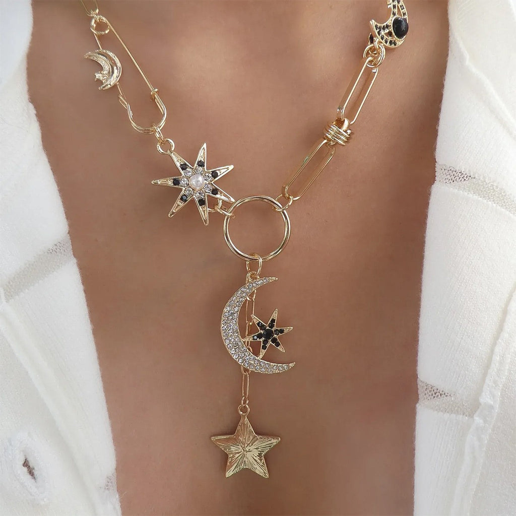 18k Star Moon Necklace