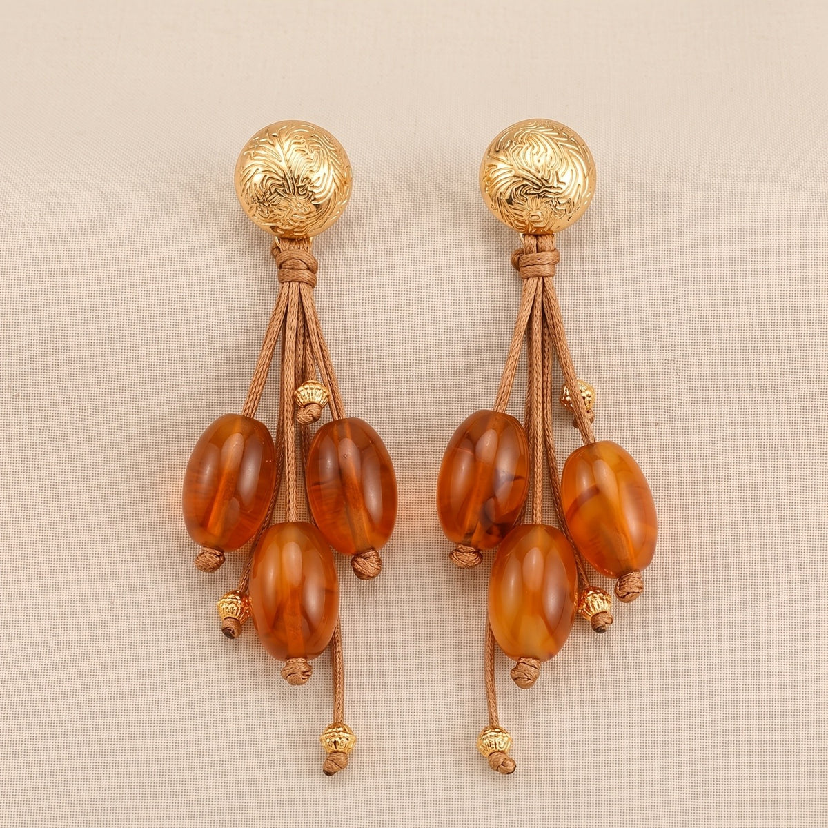 Vintage Boho Amber Drop Earrings