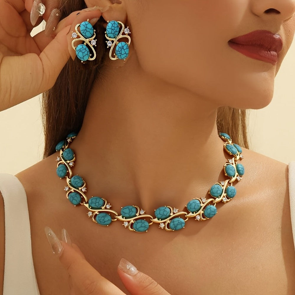 Elegant Turquoise Vine Jewelry Set