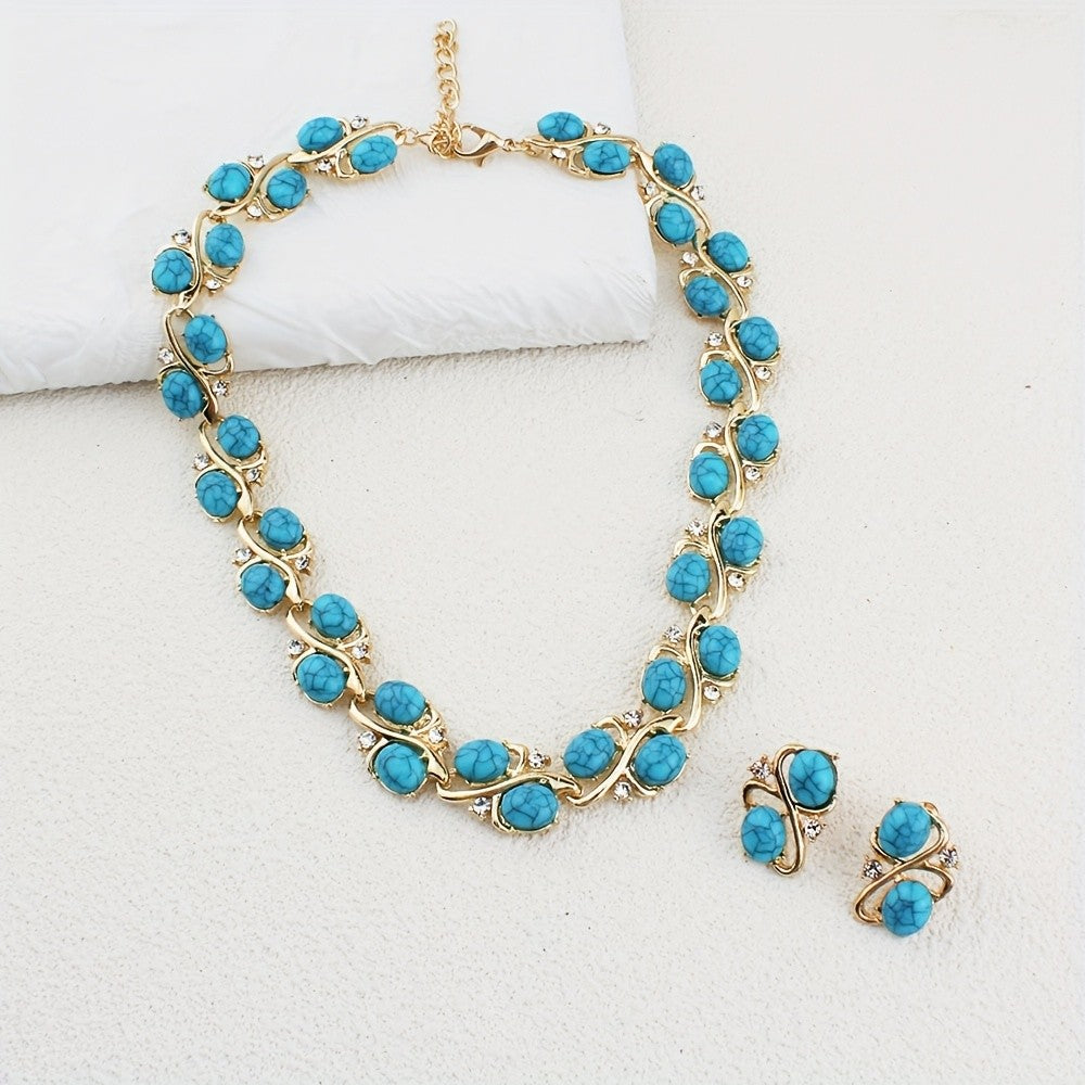 Elegant Turquoise Vine Jewelry Set