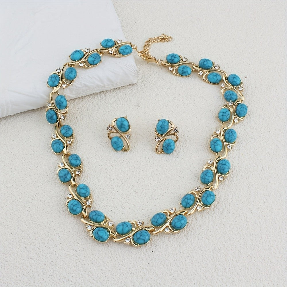 Elegant Turquoise Vine Jewelry Set