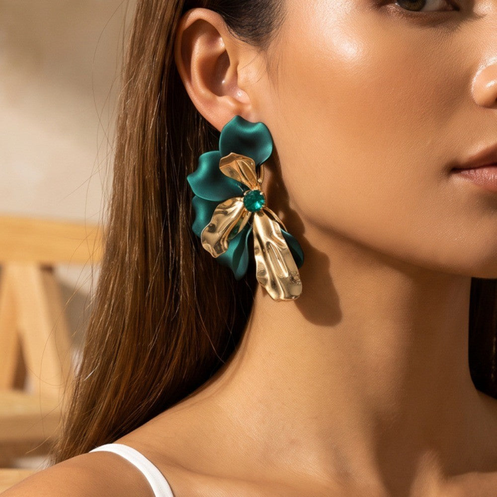 Satin Ribbon Flower Earrings