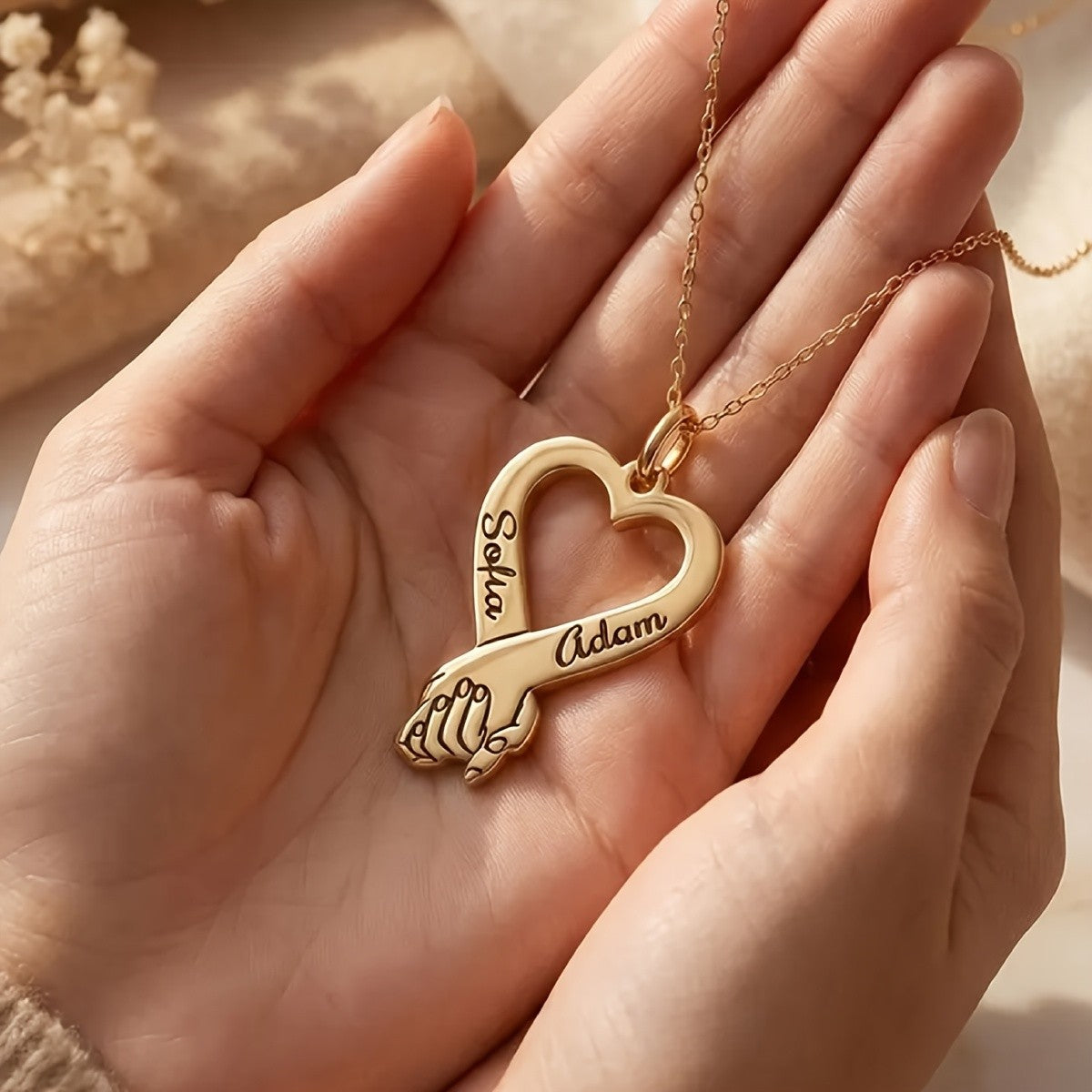 18k Custom Name Heart Necklace