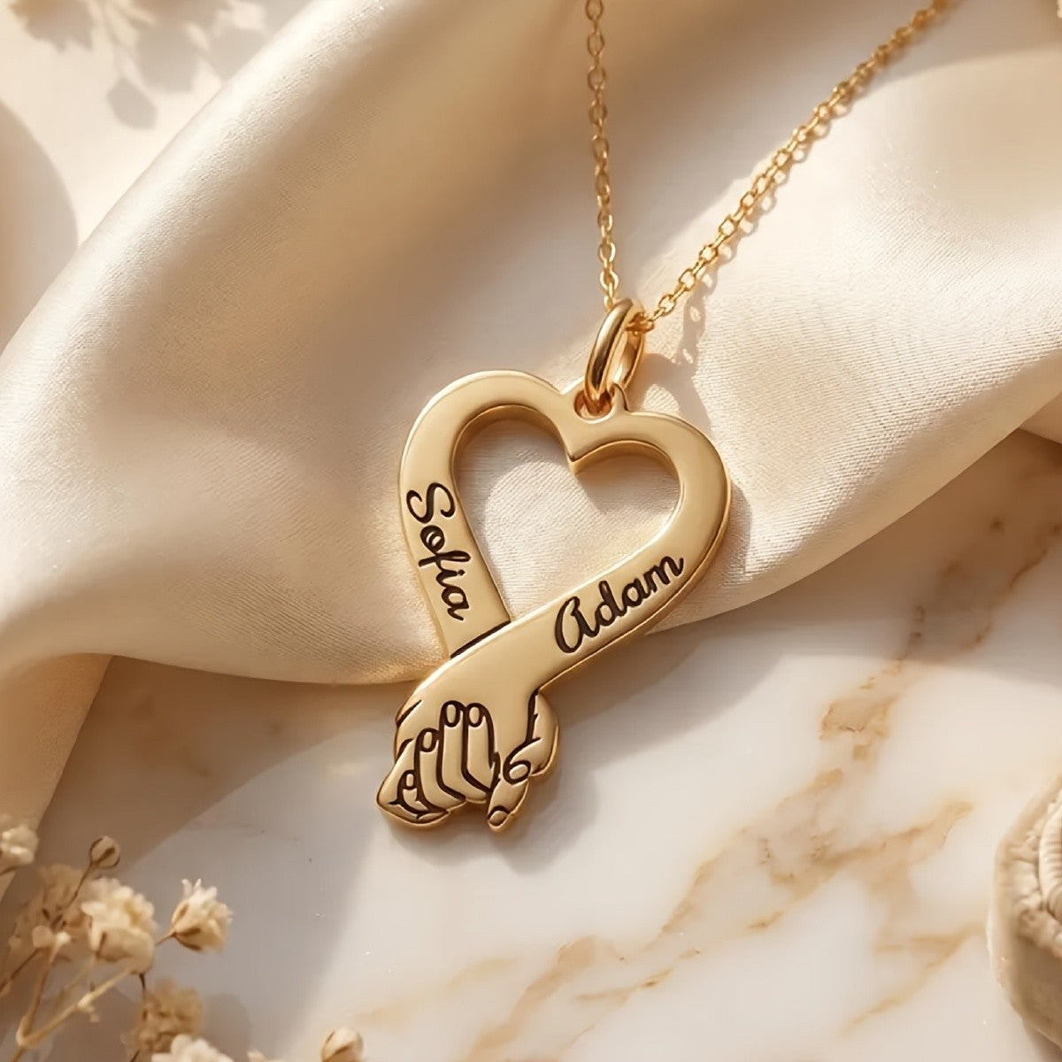 18k Custom Name Heart Necklace