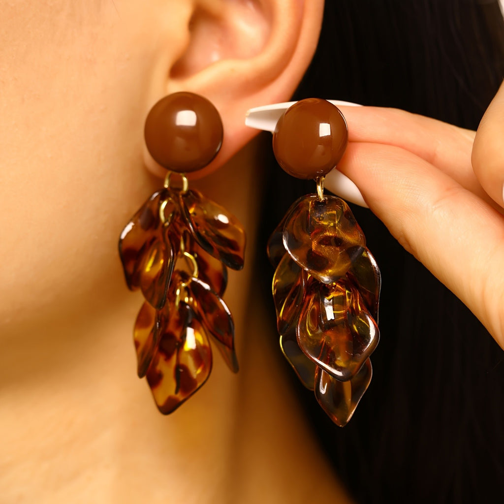 Amber Leaf Drop Earrings