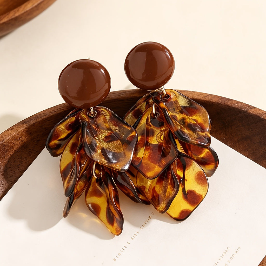 Amber Leaf Drop Earrings